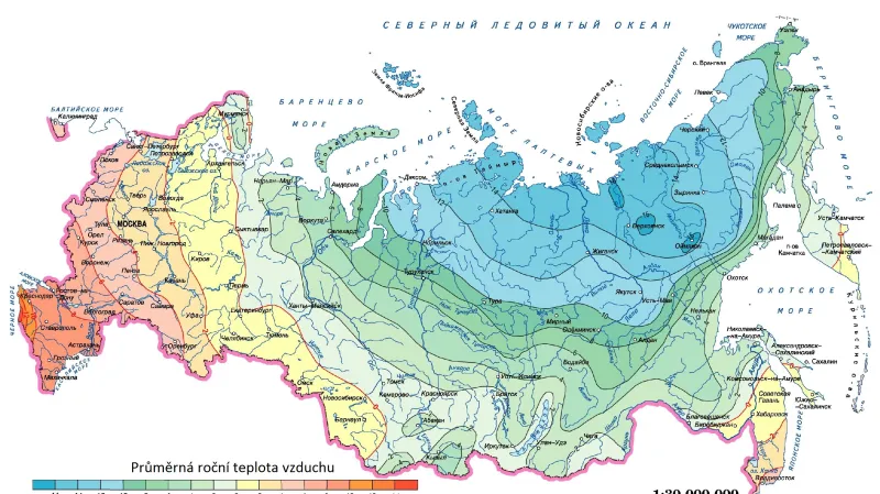 Průměrné roční teploty vzduchu v Rusku