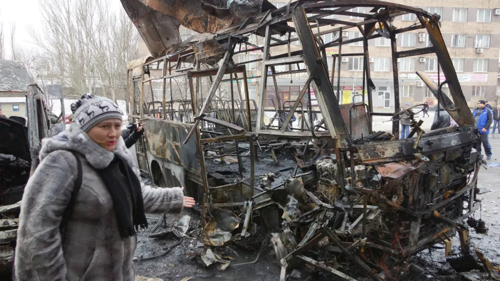 Následky ostřelování Doněcku