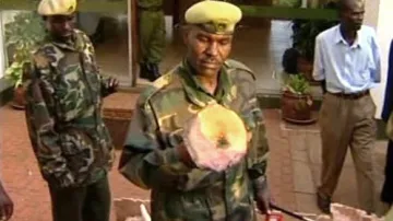 Keňská policie se zabavenou pašovanou slonovinou