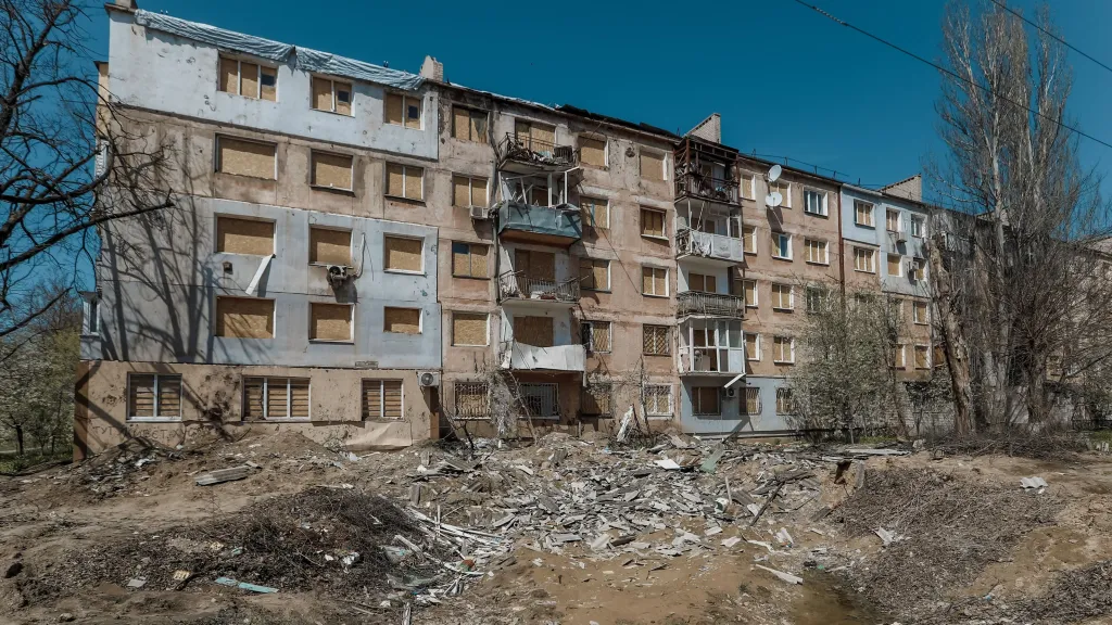 Následky ruského ostřelování Chersonu