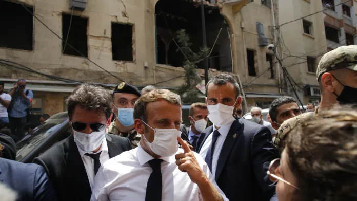 Emmanuel Macron v Bejrútu