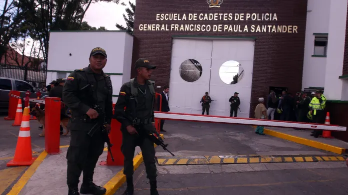 Policie na místě útoku v Bogotě