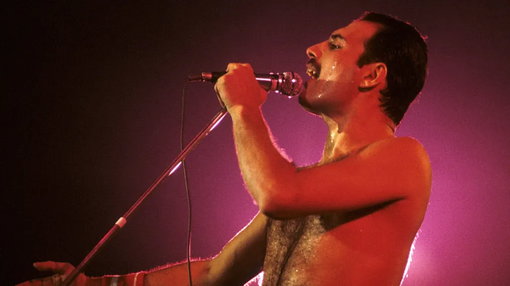 Freddie Mercury na koncertu v roce 1984