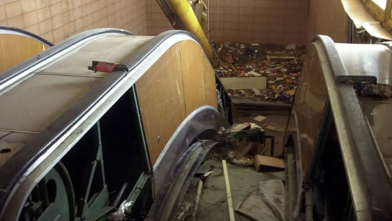 Zaplavený eskalátorový tunel na Florenci