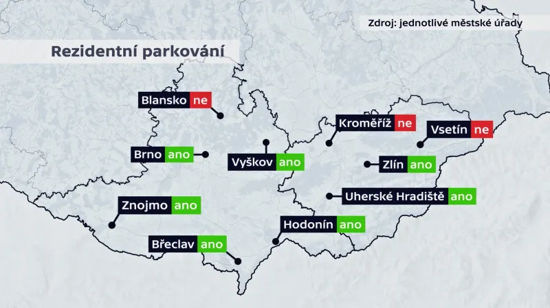 Rezidentní parkování v okresních městech