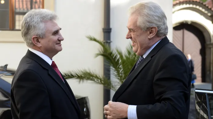 Prezident Miloš Zeman a předseda Senátu Milan Štěch