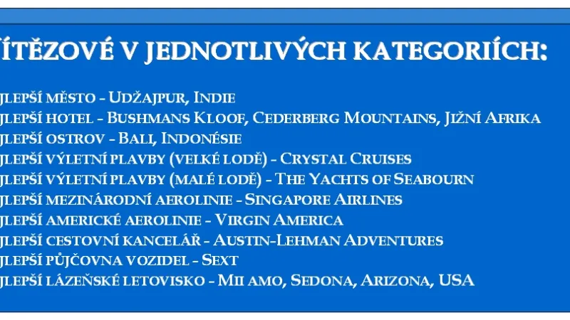 Turistická \"nej\" podle Travel + Leisure