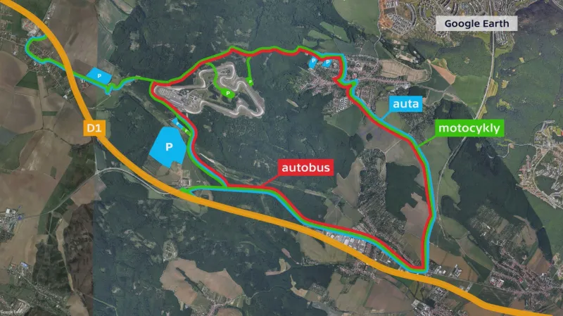 Mapa okolí automotodromu