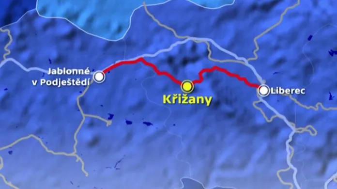 Trať vedoucí přes Křižany spojuje Ústecký a Liberecký kraj