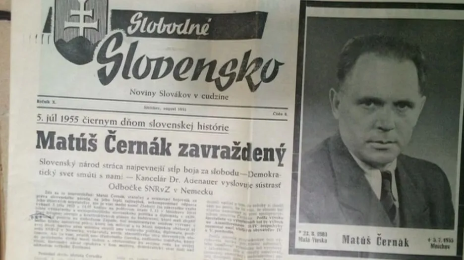 Zpráva o smrti Matúše Černáka v tisku