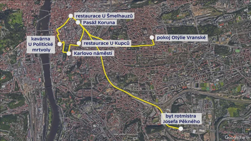 Pohyb Otýlie Vranské v den její vraždy