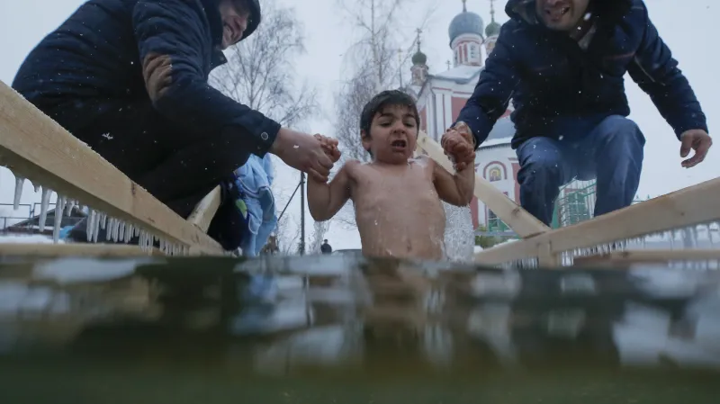 Svátek Křtu Páně ve městě Pereslavl-Zalesskij v Jaroslavské oblasti
