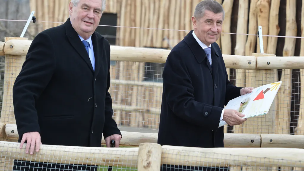 Miloš Zeman  a Andrej Babiš na farmě Čapí hnízdo
