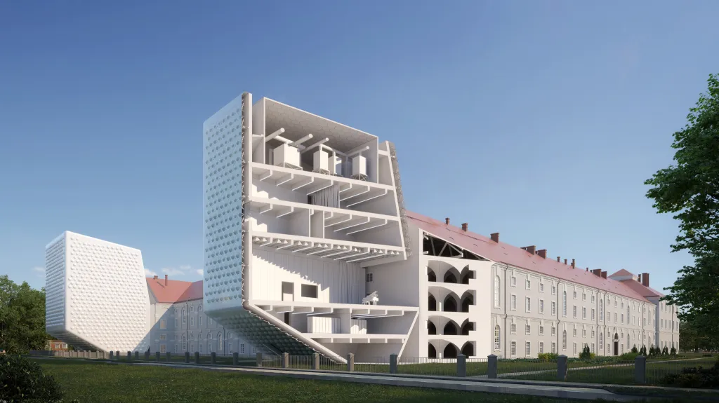 Rekonstrukce pražské Invalidovny (vizualizace podle návrhu architekta Petra Hájka)