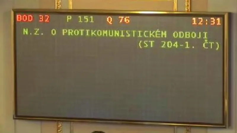 Projednávání zákona o protikomunistickém odboji