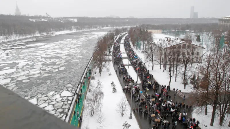 Moskevský průvod příznivců Vladimira Putina
