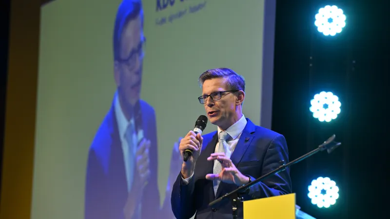 Předseda ODS Martin Kupka na sjezdu KDU-ČSL