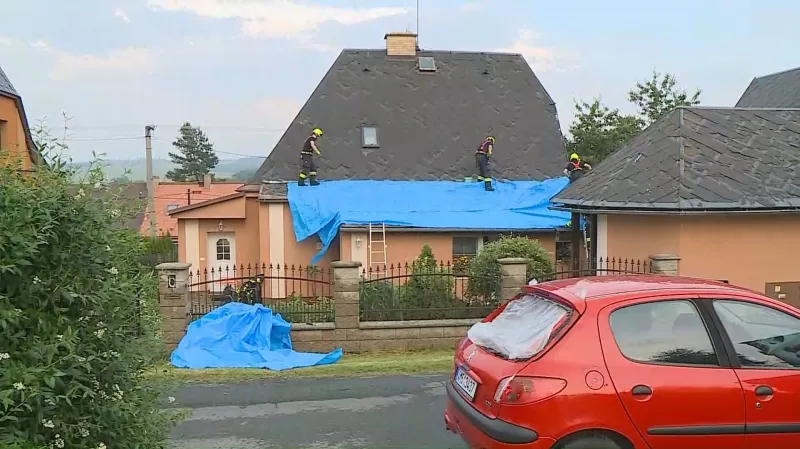 Škody po krupobití v Moravském Berouně