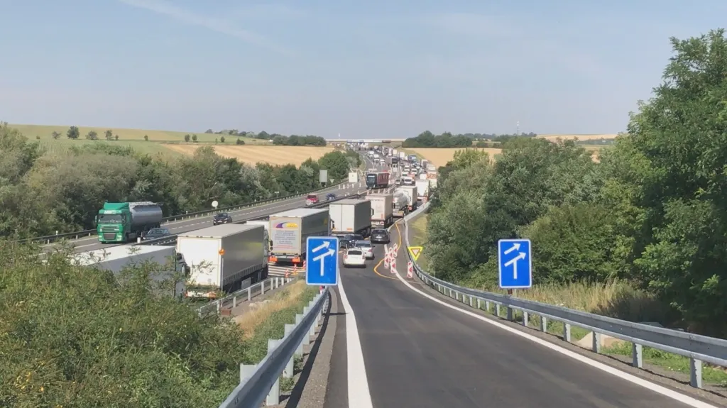 Kolona na D1 u Vyškova