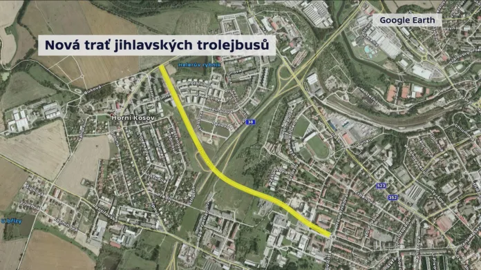Nová trať trolejbusů v Jihlavě