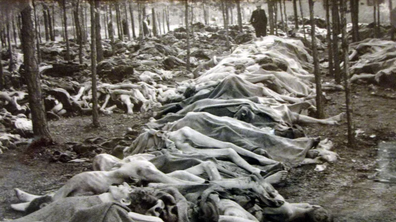 Výstava Kontroverze, Galerie Rudolfinum /  Bergen-Belsen, 15. 4. 1945 (autor: Fotografická služba anglické armády)