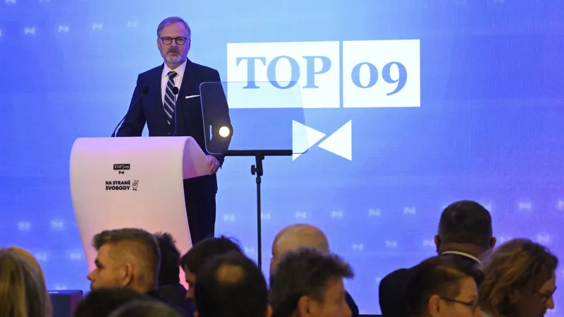 Premiér v demisi Petr Fiala (ODS) na sněmu TOP 09
