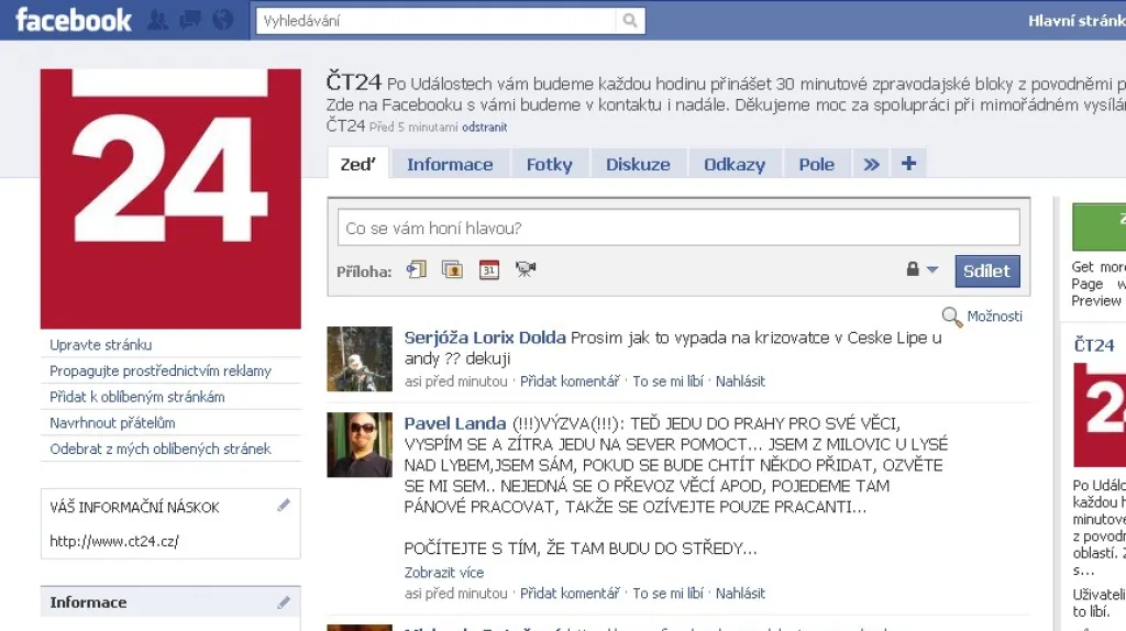 ČT24 na Facebooku