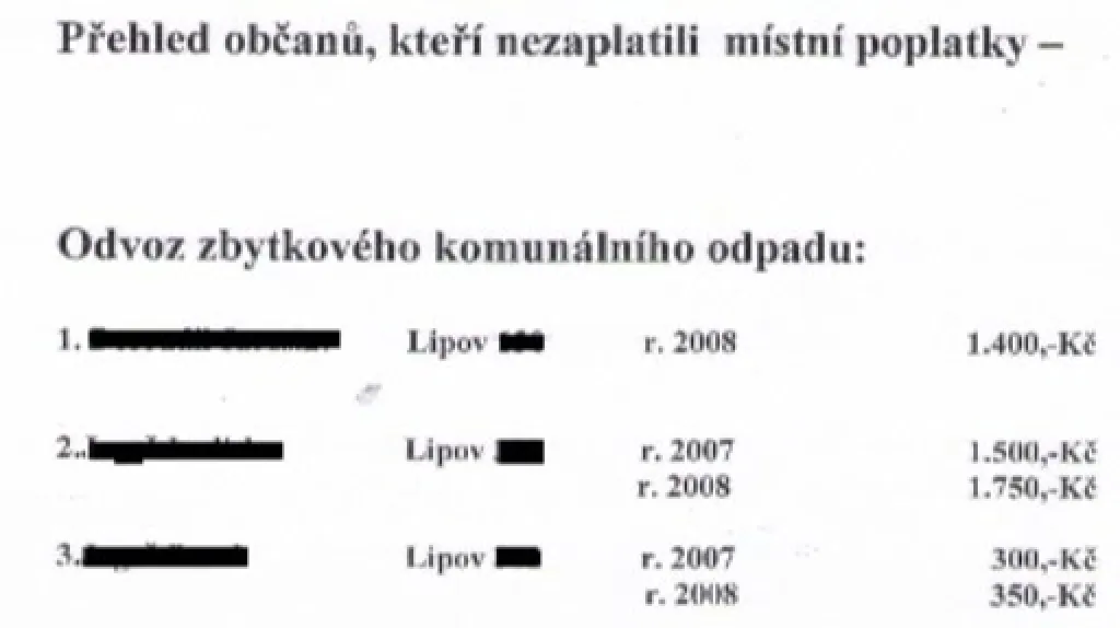 Přehled neplatičů