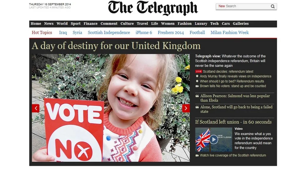Britský tisk o skotském referendu
