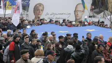Demonstrace "Za evropskou Ukrajinu" v ulicích Kyjeva