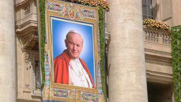 Plátno s portrétem Jana Pavla II.