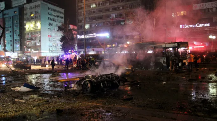 Místo exploze v Ankaře