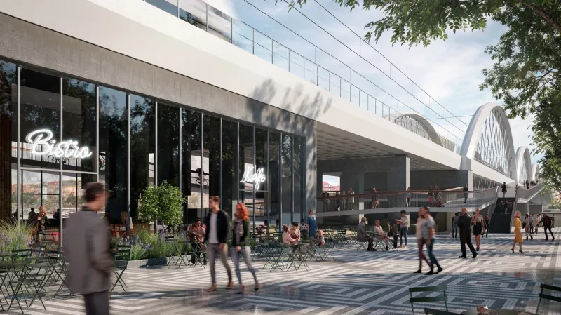 Vizualizace nového železničního mostu na pražské Výtoni