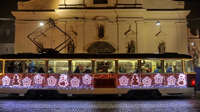 Brněnská vánoční tramvaj v roce 2018