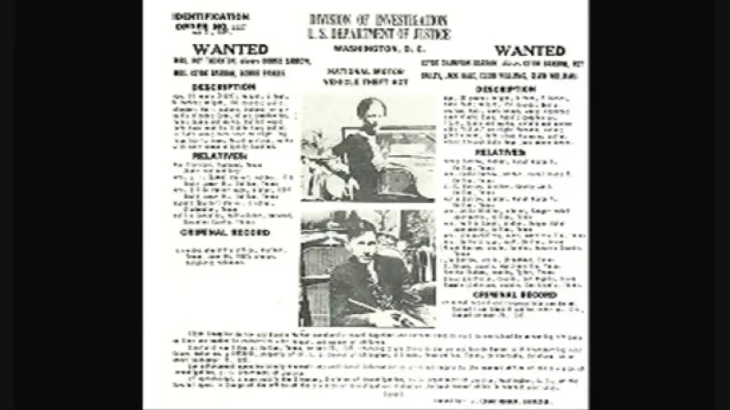 Dobový plakát informující o hledání dvojice zločinců