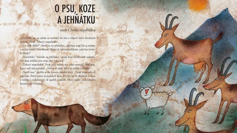 Ilustrace Adolfa Borna k Ezopovým bajkám od Jiřího Žáčka.