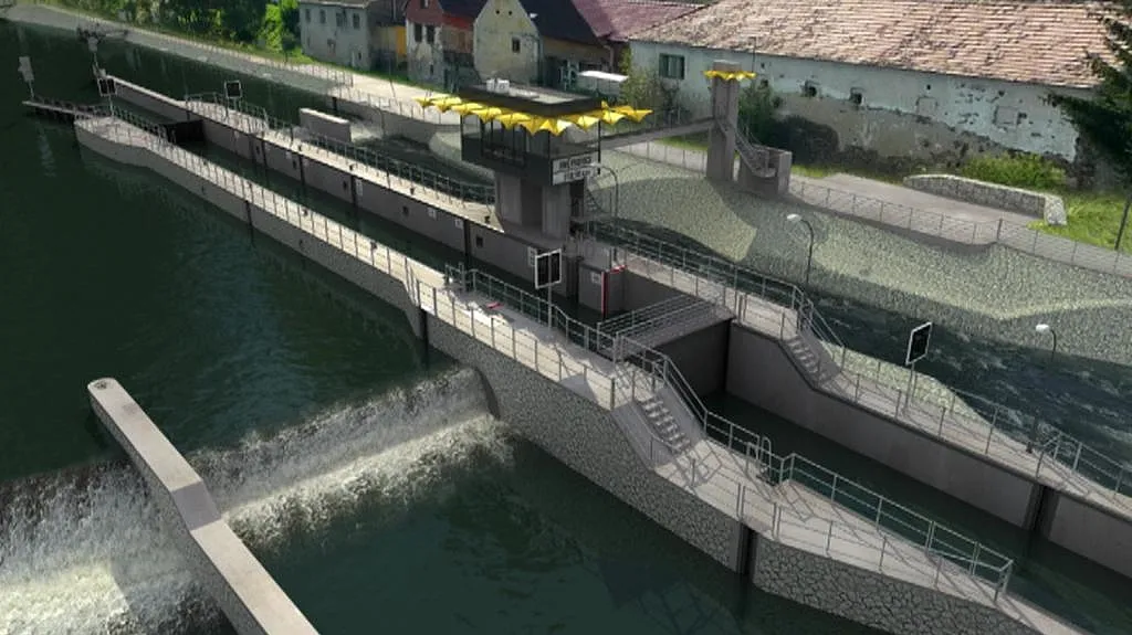 Vizualizace plavební komory v Hněvkovicích