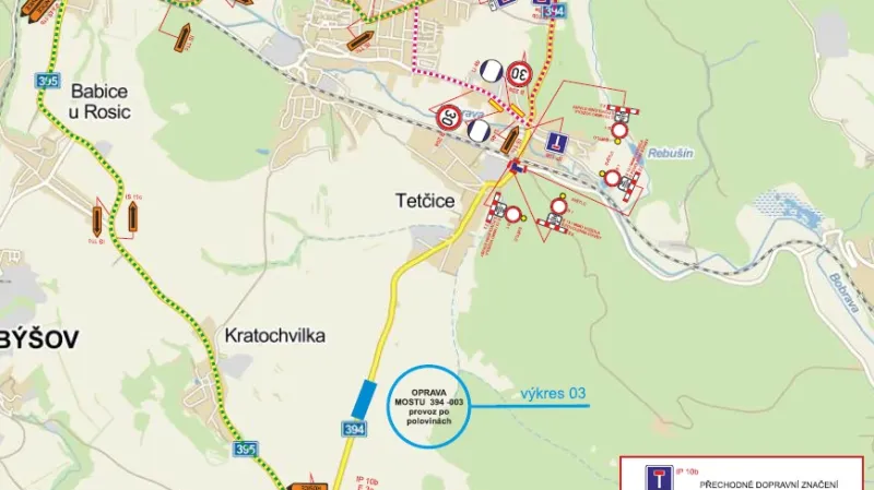 Rekonstrukce silnice v Tetčicích