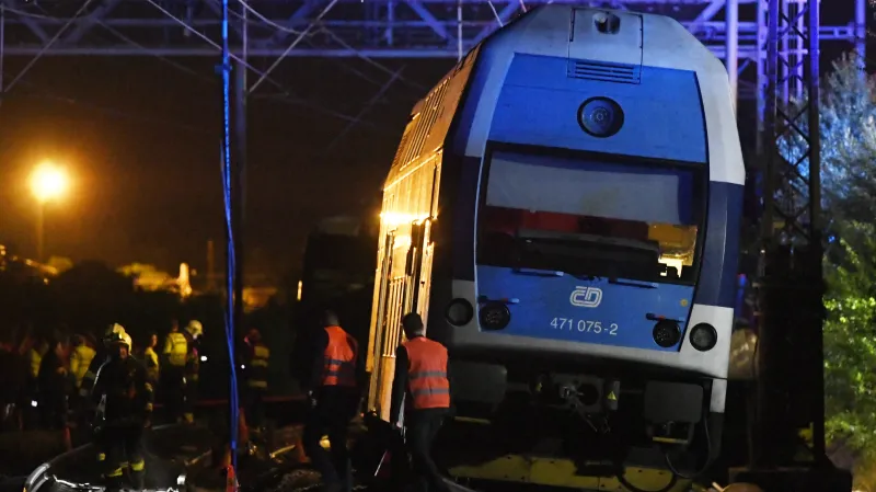 Havarovaný vlak u Českého Brodu