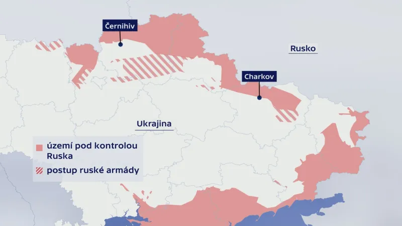 Situační mapa z bojiště k 8. březnu