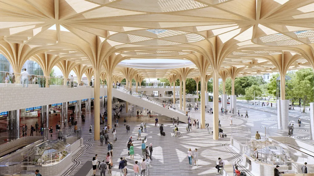 U pražského hlavního nádraží vyroste dřevěná střešní konstrukce