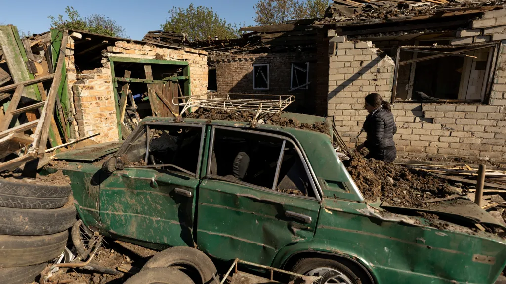 Bachmut v Donbasu po zásahu raketou
