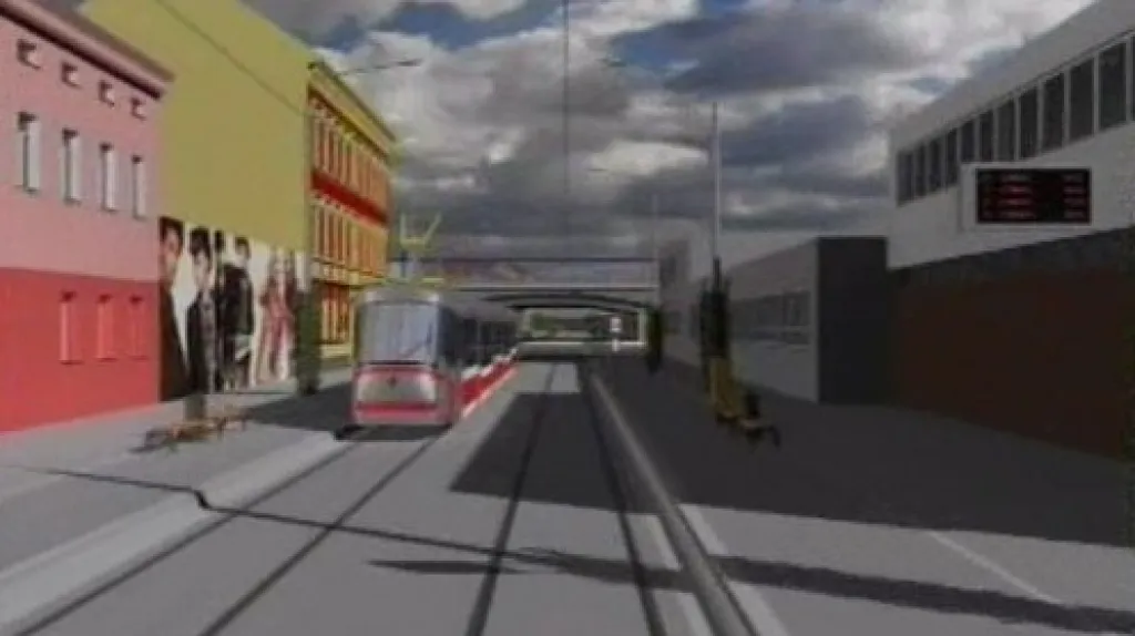 Vizualizace nové tramvajové trasy v ulici Plotní