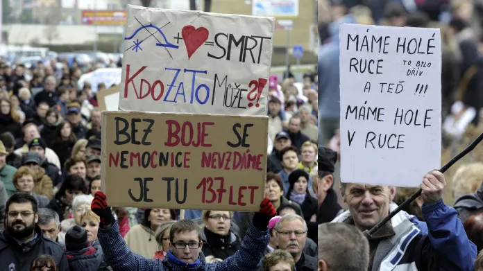 Protest za nemocnici v Roudnici nad Labem