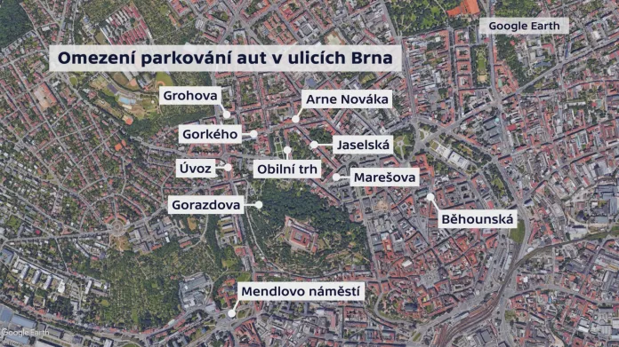 Omezení parkovacích míst v ulicích Brna