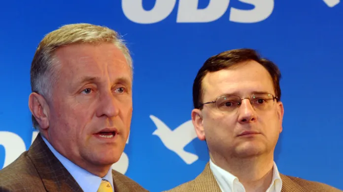 Tehdejší předseda ODS Mirek Topolánek odstoupil z prvního místa jihomoravské kandidátky do sněmovních voleb, jako volebního lídra navrhl místopředsedu Petra Nečase (25. 3. 2010)