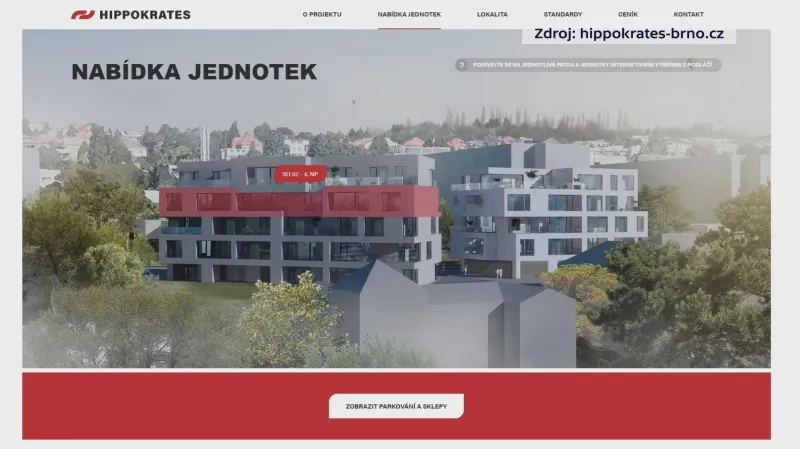 Webové stránky objektu u brněnského výstaviště