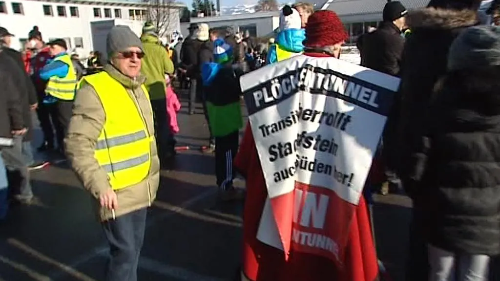 Protest u dálnice A12 poblíž Kufsteinu