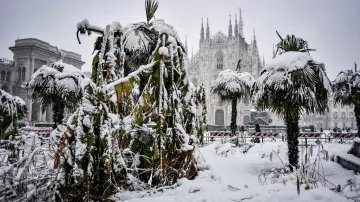 V Miláně napadlo nezvykle velké množství sněhu