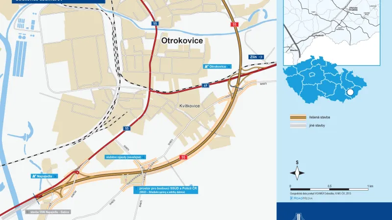 Jihovýchodní část obchvatu Otrokovic